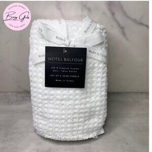 Hotel Balfour 2 Pc Premium Turkish White Hand Towels Set